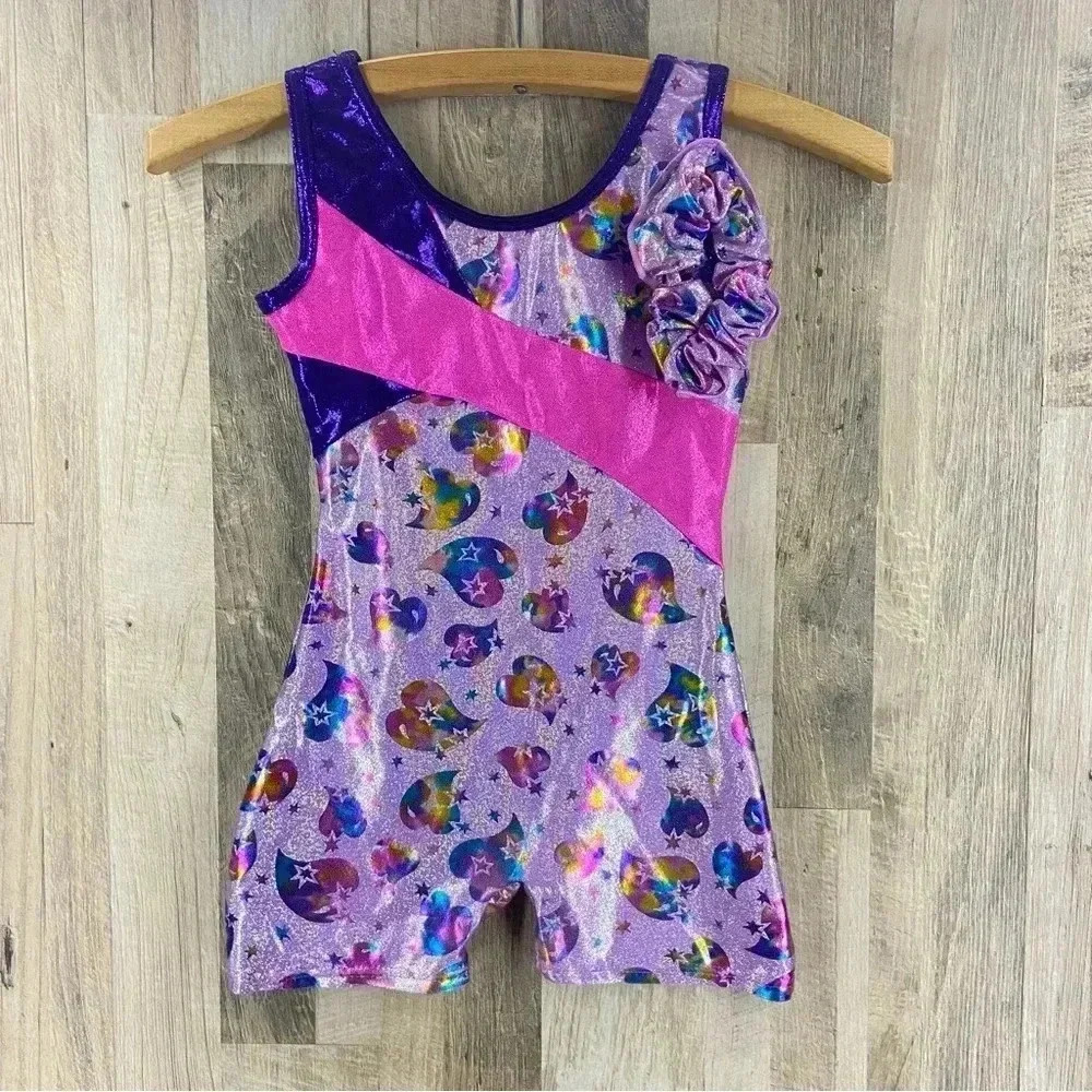 Mondor Gymnastics Dance One Piece Child Size 8-10 Sparkle Matching Scrunchie